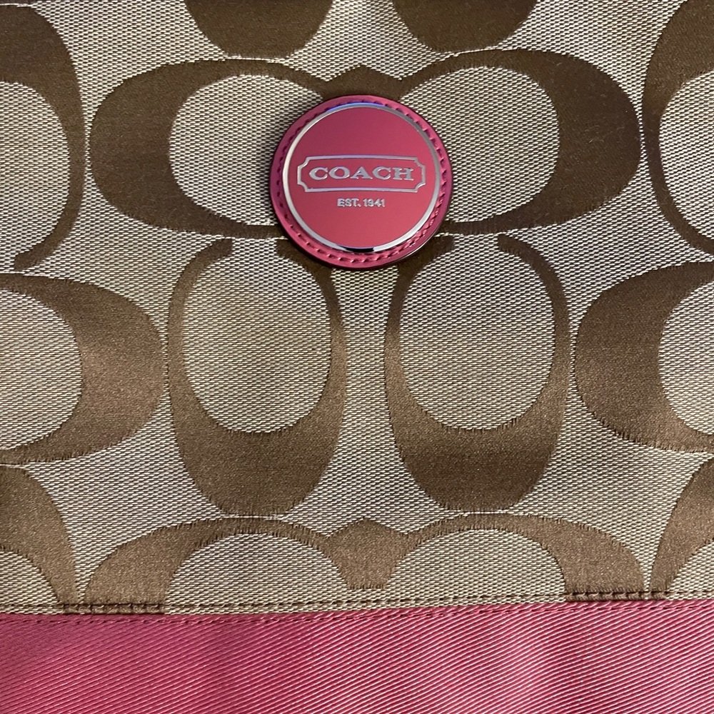 Coach monogram pink strip crossbody